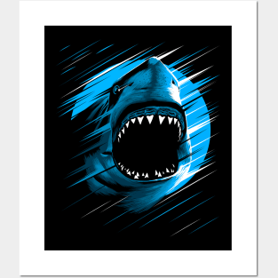 Shark Moon Lines Posters and Art
